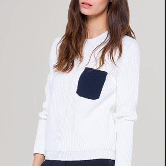 SANDRO ‘SHARLENE' CONTRAST POCKET COTTON SWEATER - Picture 6 of 11